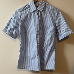 Blue Striped Cotton Blend Shirt